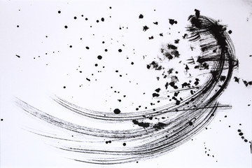 Naklejka premium Abstract brush strokes and splashes of paint on paper