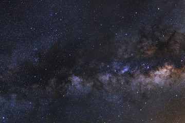 Close up milky way galaxy. Long exposure photograph.With grain