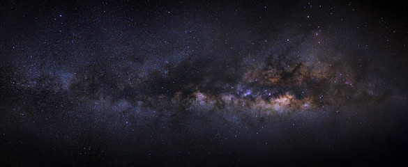 Fototapeta premium panorama milky way galaxy. Long exposure photograph.With grain