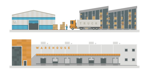 Warehouse logistic buildings vector illustration. - 139514943