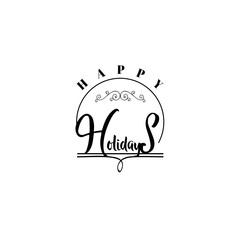 Typographic badges - Happy Holidays. On the basis of script fonts, handmade. It can be used to design your printed products