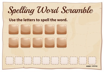 Fototapeta na wymiar Spelling word scramble game template