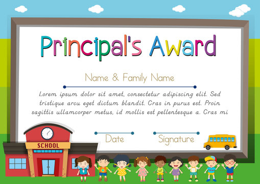 Certificate template for principal award