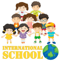 International school poster with many children