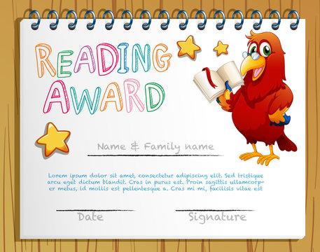 Certificate Template For Reading Award