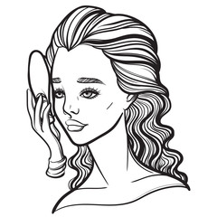 Beautiful vector illustration of a girl and a mask. Phantom of the Opera. Opera diva and Muse. Tattoo poster prints for T-shirts or coloring books.