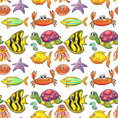 Seamless background with colorful fish