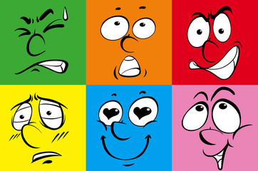 Colorful background with facial expressions