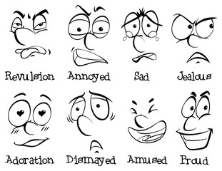 Eight different facial expressions
