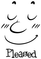 Expression wordcard with word pleased