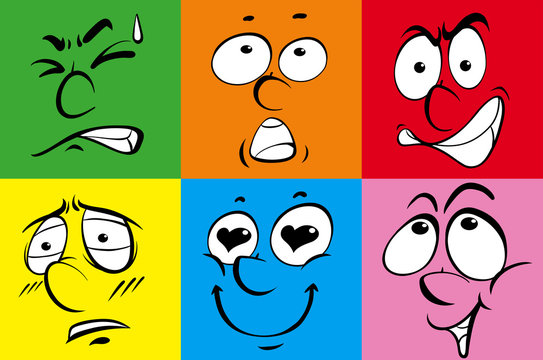 Colorful background with facial expressions