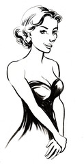 Retro styled drawing of a pretty woman