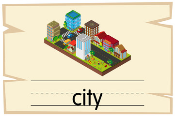 Wordcard template for city scene