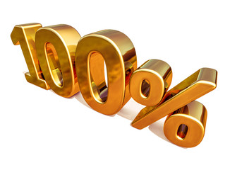 3d Gold 100 Hundred Percent Discount Sign