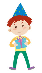 Happy boy with birthday present