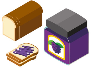 3D design for bread and grapes jam