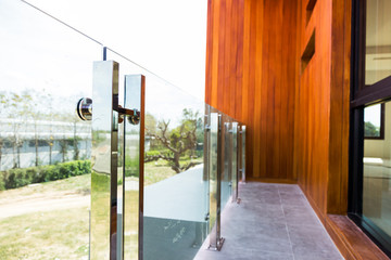 Modern architecture terrace aluminum rail and fall protection tempered glass
