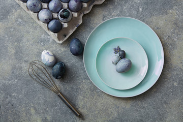 Easter eggs on a plate