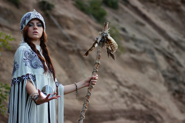 Shaman with Staff and glass ball outdoor