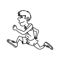 Fototapeta na wymiar male runner - vector illustration sketch hand drawn with black lines, isolated on white background