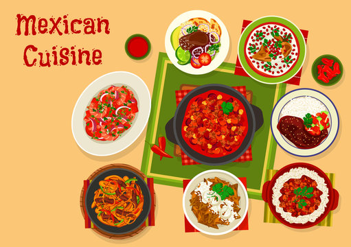 Mexican cuisine traditional lunch icon design