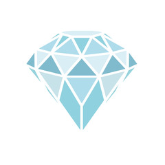 Geometrical blue diamond isolated on white background.