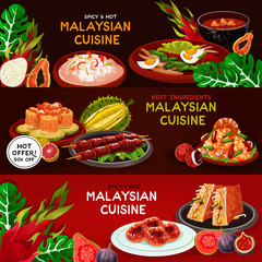 Malaysian cuisine restaurant banner set design