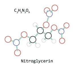 molecule Nitroglycerin C3H5N3O9