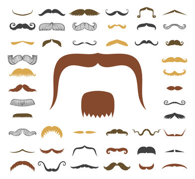 Silhouette vector mustache hair hipster curly collection beard barber and gentleman symbol fashion adult human facial gave vector illustration.
