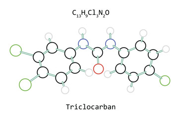 Fototapeta na wymiar molecule C13H9Cl3N2O Triclocarban