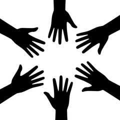 A set of hands symbolizing a team or teamwork flat icon for business apps and websites