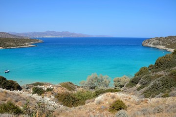 Fototapeta na wymiar Elevated view of the sea and coastline with mountains to the rear, Istro, Crete.