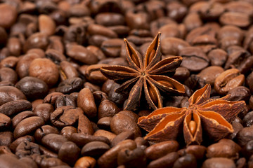 Coffee beans and star anise