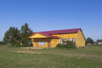 Fototapeta na wymiar Culture House in the village Morozovitsa, Velikiy Ustyug District, Vologda Region, Russia