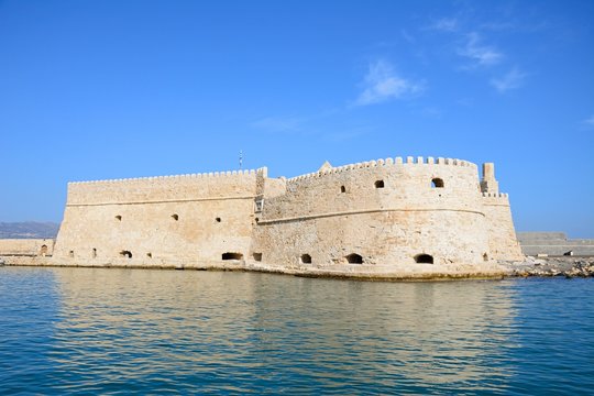 View of Koules castle in the harbour, Heraklion.