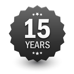 Obraz premium 15 YEARS Black Vector Icon with Stars