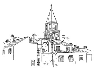 Fototapeta premium Vector sketch of architecture of Zadar, Croatia.