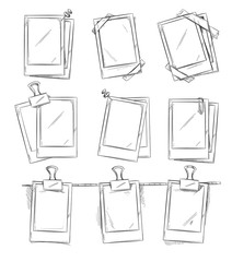 Doodle retro photo frames, vintage album