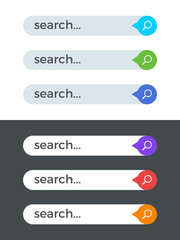 Modern internet color search bars vector templates for website