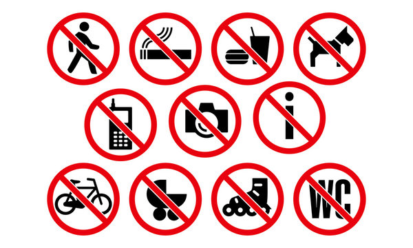 Verbotszeichen / Piktogramme Zweifarbig