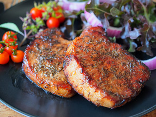 Grilled pork chop steak
