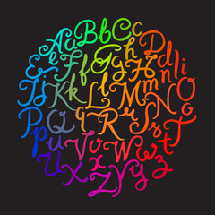 Handwritten colorful alphabet