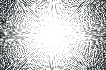 Comic hand drawn radial lines background