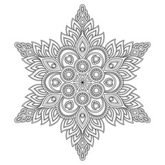 Henna tatoo mandala. Mehndi style.Decorative pattern in oriental style. Coloring book page.