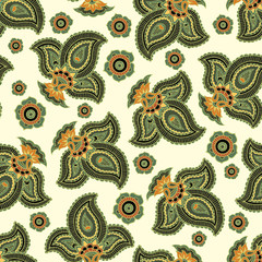 Seamless repeating pattern consisting of colored patterns buta.Vector