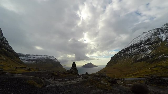 Time lapse of snowfall in the countryside of the Faroe Islands 