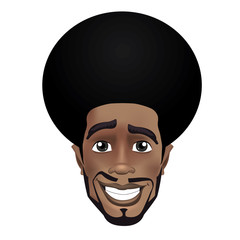 Cute beard afro smiling black guy face avatar.