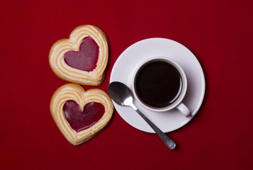 Cookies heart on a red background