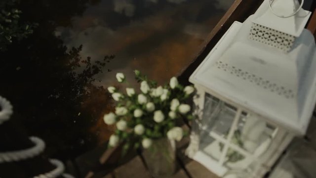 Wedding details. Beautiful flowers decration. Flowers composition