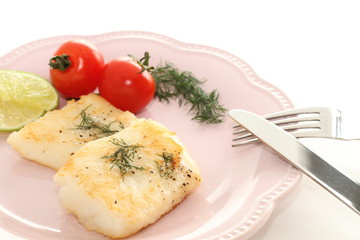 herbal flat fish fillet sauteed with cherry tomato